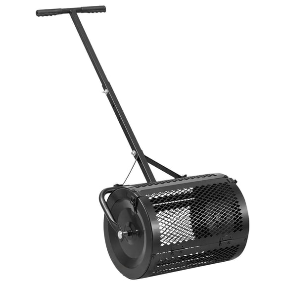 16.5 Inch Heavy Duty Peat Moss Spreader Adjustable T Handle Powder Coated Steel Garden Roller for Grass Seed Planting