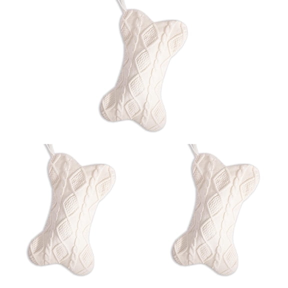 16.5 Inch Large Double Side Knitted Dog Christmas Stocking Bone Shaped Pet Stocking for Dogs Cats Pets Hanging Christmas Decorations with Cute Holiday Designs and Personalized Pet Theme