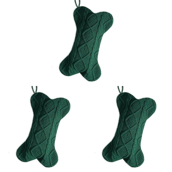 16.5 Inch Large Double Side Knitted Dog Christmas Stocking Bone Shaped Pet Stocking for Dogs Cats Pets Hanging Christmas Decorations with Cute Holiday Designs and Personalized Pet Theme