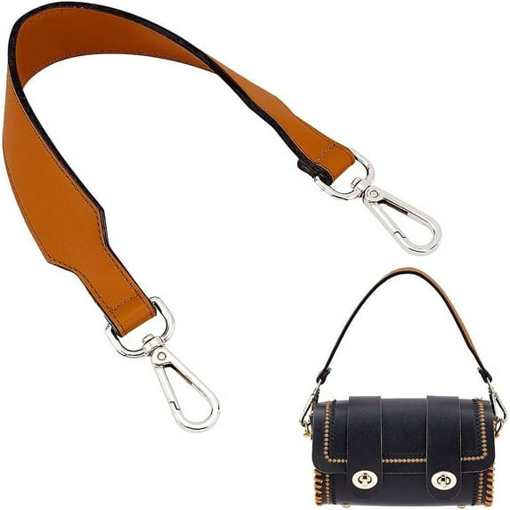 Genuine Leather Handbag Handle Strap 16.5 Inch Leather Short Purse Handle Replacement Wide Clutch Strap DIY