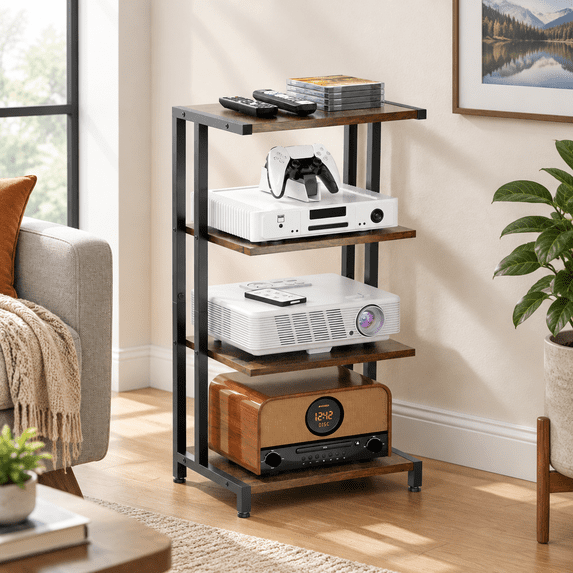 Wooden Rack Png 16.5 Inch Small 4-Tier Wooden Corner Shelf, Av Media Stand, Stereo ...
