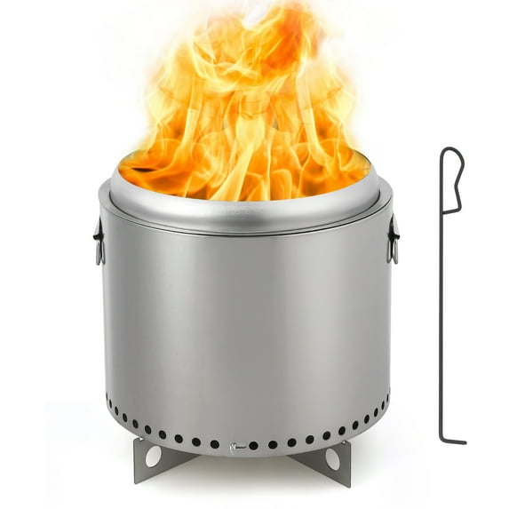 16.5 Inch Smokeless Fire Pit with Stand, Removable Ash Pan, Portable Fire Pit for Outside, Stainless Steel Wood Burning Fireplace, Ideal for 4-6 People Camping Gathering