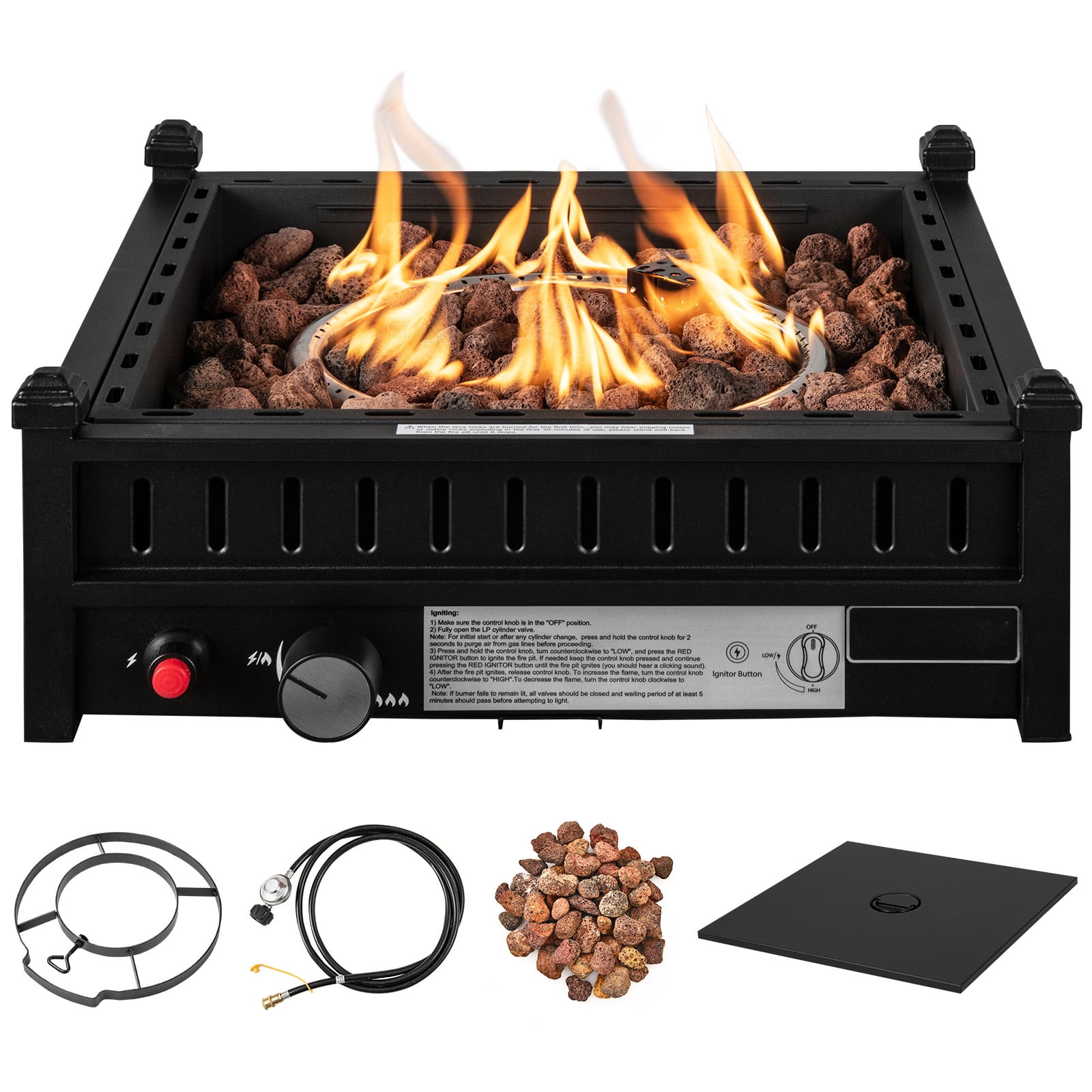 16.5 Inch Tabletop Propane Fire Pit with Simple Ignition System ...