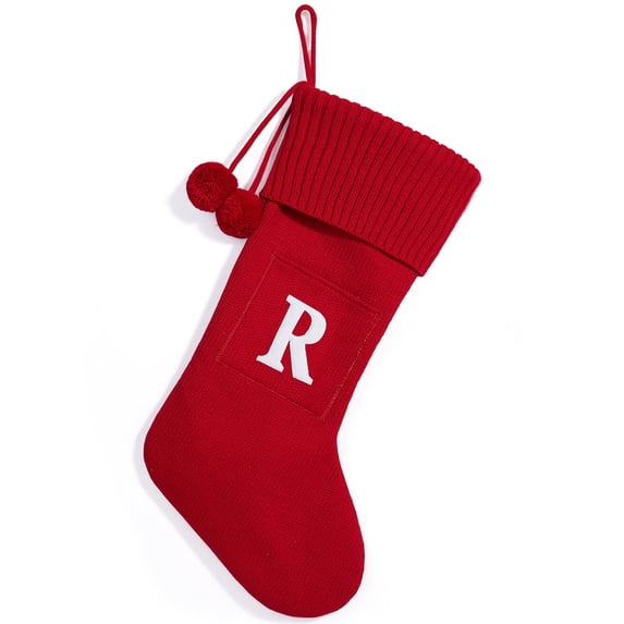 16.5 Inches Christmas Stockings with Initials, Knitted Christmas Stockings Fireplace Xmas Stockings for Kids,Family Holiday Party Decoration