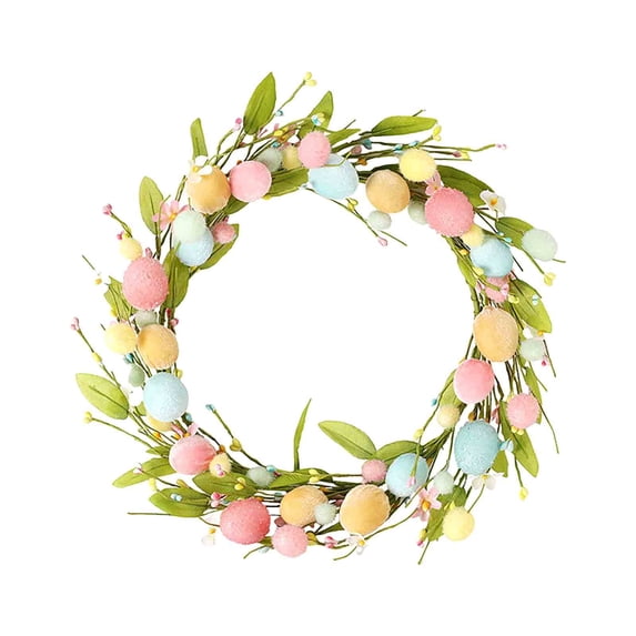 16.5 Inches Easter Wreath Simulation Decoration Home Party Hanging Ornament Door Hanging with Easter Theme Realistic Appearance Durable Plastic Long Lifespan for Holiday Decor 1 PC