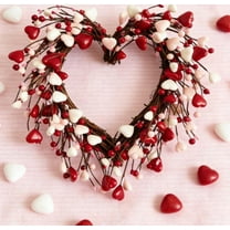 16.5 Inches Valentines Day Wreath Red Pink Valentine Heart Shaped Wreath for Front Door Colorful Valentines Wreath Rose Wreaths for Yard Wedding Indoor Porch Wall Outside