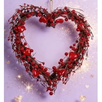 16.5 Inches Valentines Day Wreath Red Pink Valentine Heart Shaped Wreath for Front Door Colorful Valentines Wreath Rose Wreaths for Yard Wedding Indoor Porch Wall Outside