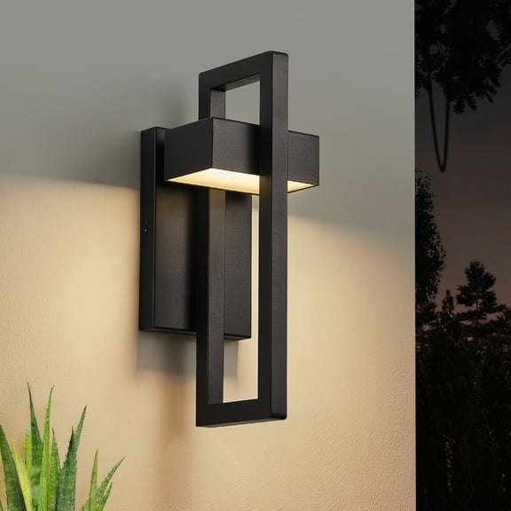 16.5'' Modern LED Outdoor Wall Sconce, Integrated LED Outdoor Light Fixtures Wall Mount Exterior Lights, Black Front Porch Outside Lighting for House, Backyard, Warm White 3000K, 1 Pack