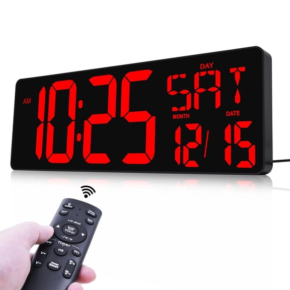 16.5" LED Red Large Display Digital Wall Up/Down Timer Clock with Remote Control