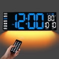 thumbnail image 1 of 16.5" Large Digital Wall Clock with Remote Control, Auto-Dimming LED Display with Date Temp, Big Number Wall Mount Decor Clock for Seniors, Classroom, Dorm, Home, Office, Gym Blue, 1 of 6