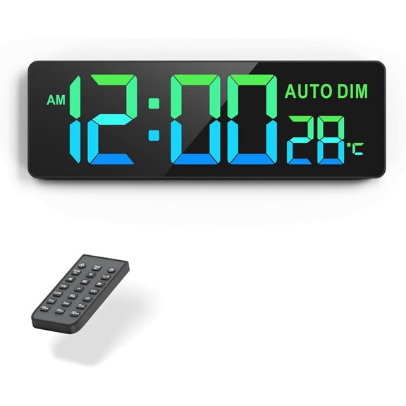 16.5" Large Digital Wall Timer Clock with Countdown Timer, Auto Dimmer, Temperature, Remote Control, LED Wall Clock for Teacher, Classroom, Office, Home Decor, Kitchen, Gym, Living Room