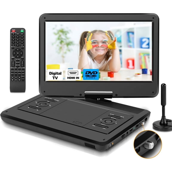 16.5" Portable TV/DVD Player Combo with 14.0" Large Swivel Screen and Digital TV ATSC Tuner/HDMI/USB/AV/Audio, -in , High Volume Stereo Speakers