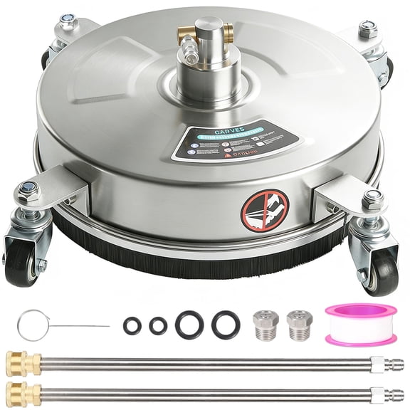 16.5" Pressure Washer Surface Cleaner with 4 Wheels, Stainless Steel Surface Cleaner for Pressure Washer Attachment for Patio, Sidewalk, Deck and Driveways
