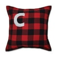 thumbnail image 1 of 16.5" Red and Black Buffalo Plaid C Square Throw Pillow, 1 of 3