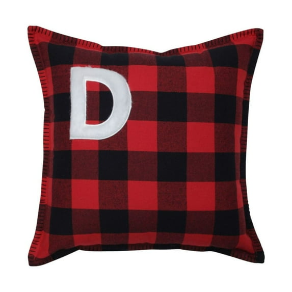 16.5" Red and Black Buffalo Plaid D Square Throw Pillow