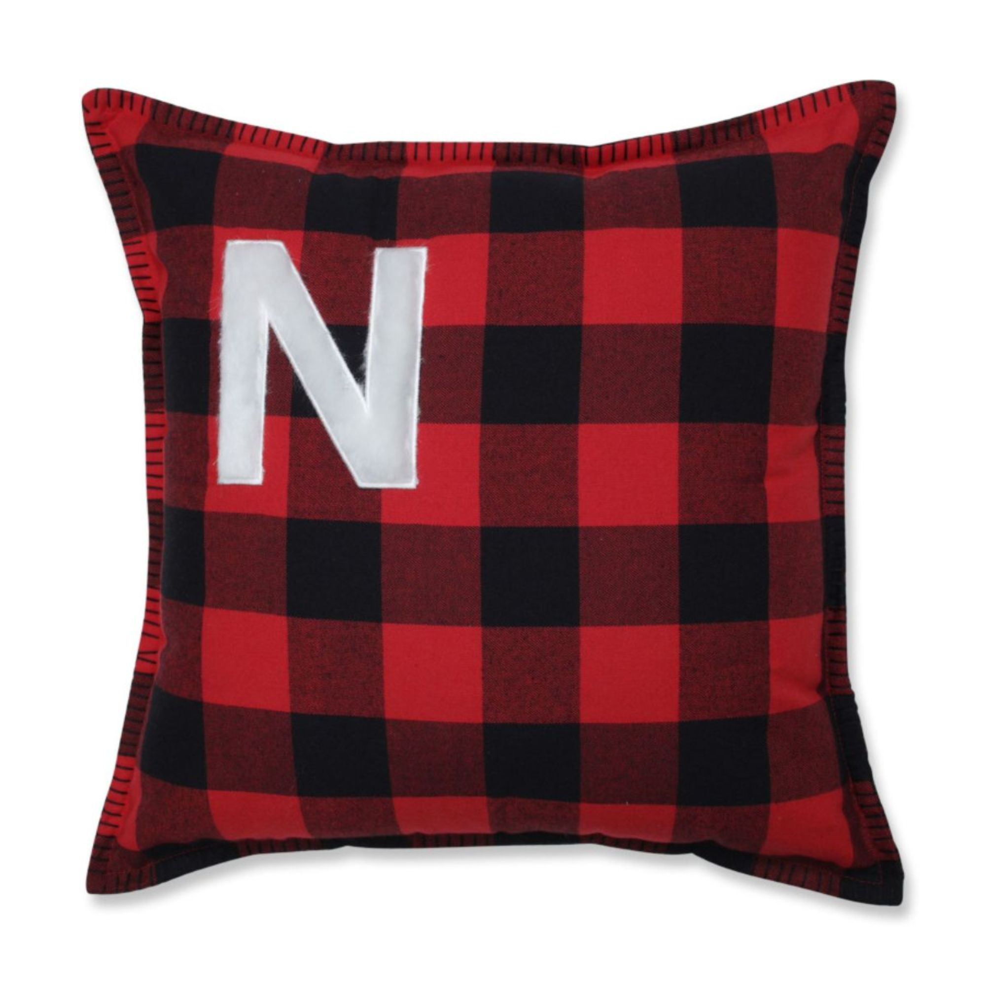 16.5" Red and Black Buffalo Plaid N Square Throw Pillow