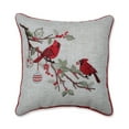 thumbnail image 1 of 16.5" Red and Green Embroidered Christmas Cardinal Square Throw Pillow, 1 of 3