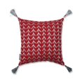 thumbnail image 1 of 16.5" Red and Silver Contemporary Geometric Chevron Square Throw Pillow, 1 of 2