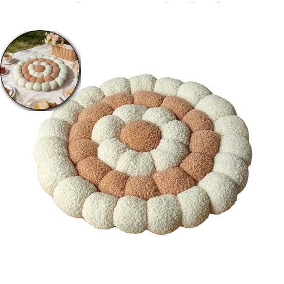 16.5" Small Cushion Round Plush Throw Pillow Flat Round Shaped Cushion Mat Home Decor Foft Fuzzy Chair Plush Pillow Soft Chair Pads Floor Cushions