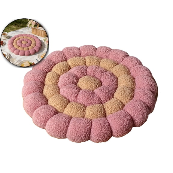 16.5" Small Cushion Round Plush Throw Pillow Flat Round Shaped Cushion Mat Home Decor Foft Fuzzy Chair Plush Pillow Soft Chair Pads Floor Cushions