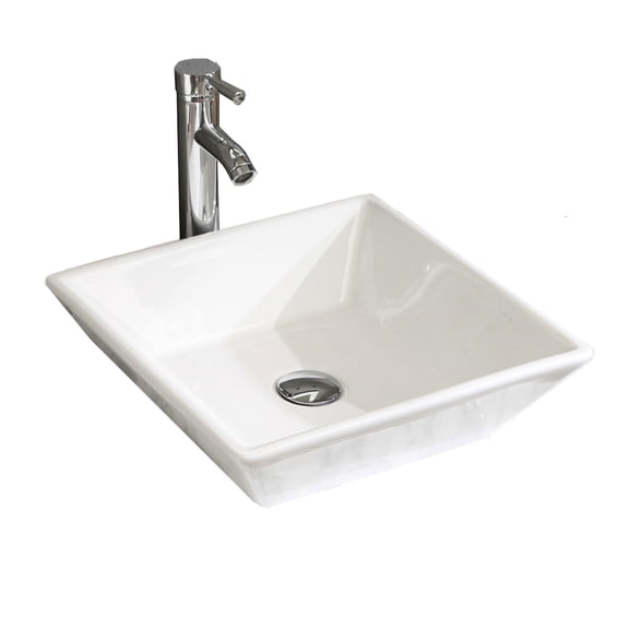 16.5" Square White Porcelain Counter Bowl Sink, To Cracks And Noise Sink For Bathroom Vanity, Stable Functional