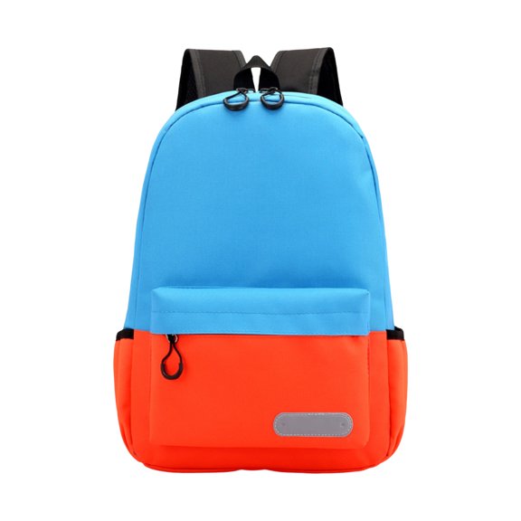 16.5" Travel Backpacks - Durable Waterproof School Bag, Welcome Back to School, Comfortable Design with Multi-Pocket Storage Color Block Blue Orange Reflective Backpack for Students