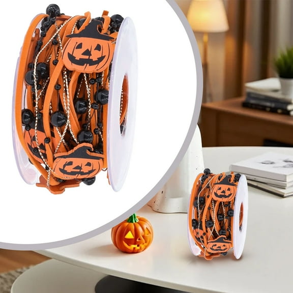 16.5 Yards Halloween Ribbons, Purple Halloween Ribbons Ghost Shape Craft Ribbons Trim Embellishment for Gift Wrapping Halloween Party Decoration