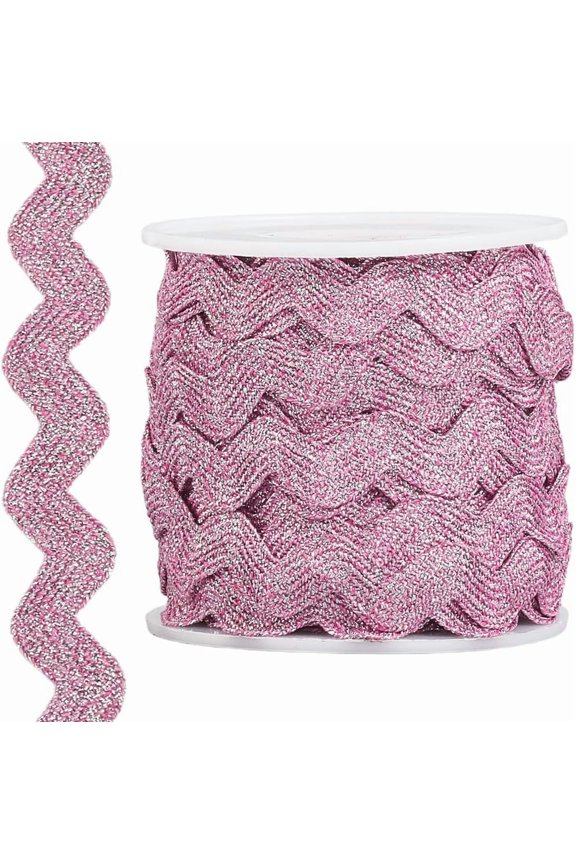 16.5 Yards Metallic Rick Rack 0.6 Inch Glitter RIC Rac Trim Christmas Ribbon Rack Sparkly Zig Zag Wave Bending Fringe Ribbon Wavy Edge Fabric