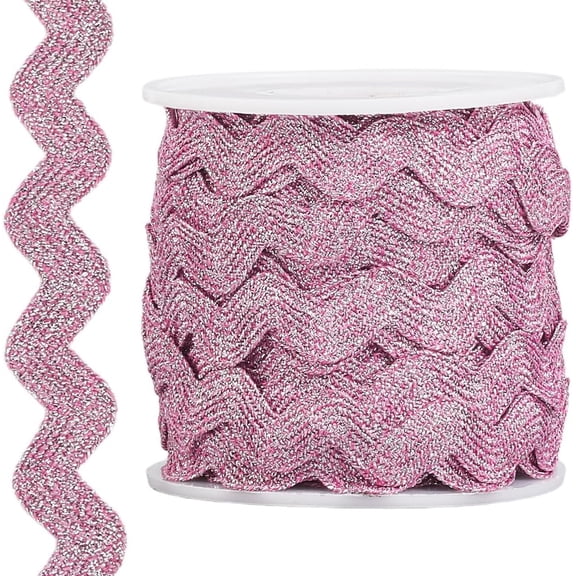 16.5 Yards Polyester Wave Lace Trim Ribbon Wave Bending Lace Trim Clothes Accessories Hot Pink 5/8 inch(15mm)