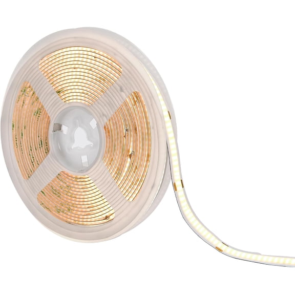 16.5 ft. COB LED Strip Light Spool, Plug-in Or Hardwired with Power Supply, 3000K Warm White, Dimmable, Self Adhesive Cuttable Rope Tape Light Roll for Bedroom, Kitchen and Mirror