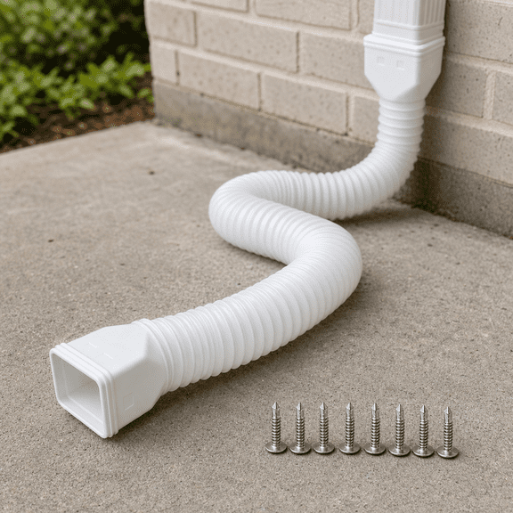 16.5 ft Long Gutter Downspout Extension for Rainwater Drainage, 4 in. Diameter Thickened Flexible Downspout Extender, Extendable from 3.6 ft to 16.5 ft (White)