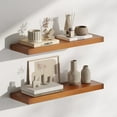 thumbnail image 1 of 16.5 in Solid Wood Floating Shelves Wall Mounted Shelves, Honey Brown Color, Set of 2, 1 of 7