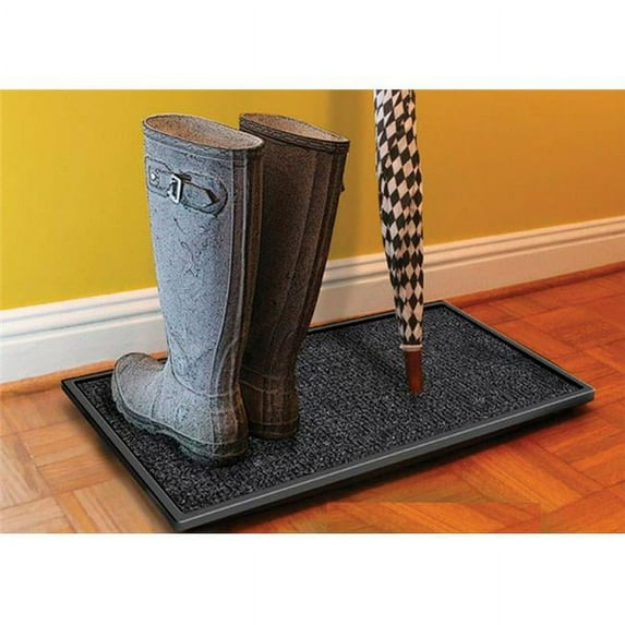 16.5 x 10.25 in. Drain & Dry Astroturf Nonslip Boot Tray with Scraper, Cinder