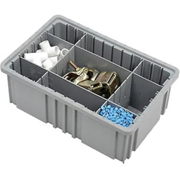 16.5 x 100.88 x 6 in. Plastic Dividable Grid Container, Gray - Pack of 8
