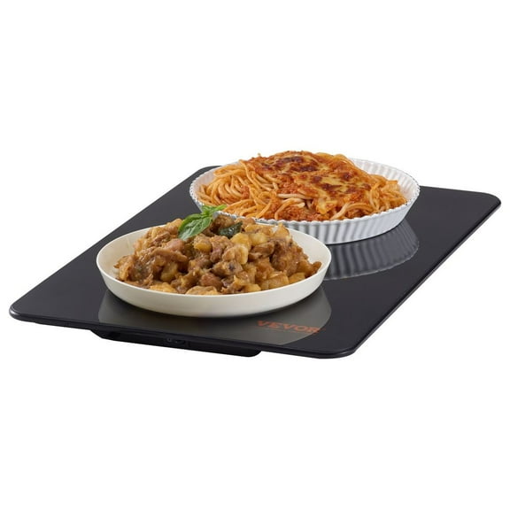 16.5" x 11" Electric Warming Tray - Portable Tempered Glass Heating Tray with 65-90°C Temperature Control, Black Food Warmer for Dinner, Catering, Parties, Events & Holiday Entertaining