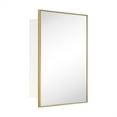 thumbnail image 1 of 16.5'' x 24'' Brushed gold Recessed and Surface Mount Bathroom Medicine Cabinet with Mirror Brushed gold Square Cornered Metal Framed Rounded Rectangle Medicine Cabinet Mirror, 1 of 10