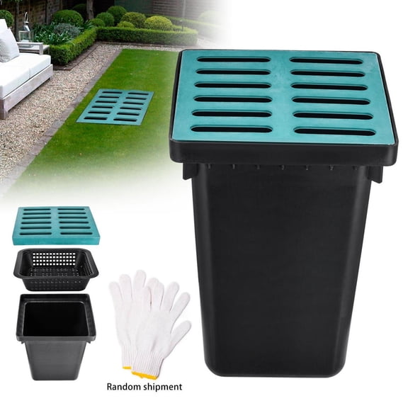 16.5"x16.5"x24" Catch Basin with Grate, Grate Catch Basin with Debris Basket, Drain Without Reserved Hole for Patio,Downspout