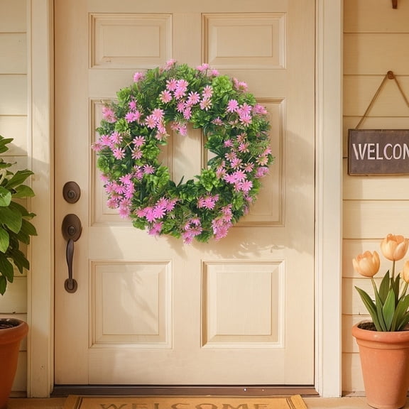 16.53 Inches Spring Wreath for Front Door - Artificial Wreath for Mother's Day, Summer, Wedding, Valentine's Day, Cemetery & Indoor/Outdoor Wall Porch Window Home Decor(As Shown in the Figure)