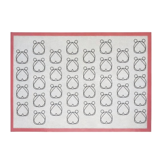 16.53x11.61 Inch Silicone Baking Mat Non- Pastry Mat with Heart Pattern Cookie Oven Liner Reusable Baking Sheet Baking Supplies for Macaron Cookie Pizza Bread Cake(Red-A)