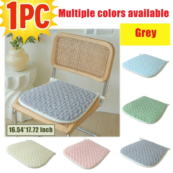 16.54*17.72 Inch Soft Chair Pads with Ties Comfy Solid Seat Cushion for Dining Chairs,Office Chairs,Hardwood Floors