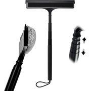 16-59" Telescopic 2-in-1 Window & Shower Squeegee for Glass Doors | 30% thicker silicone blade, microfiber pad, ideal car windshields, bathroom tiles, RVs, safe high reach without ladders