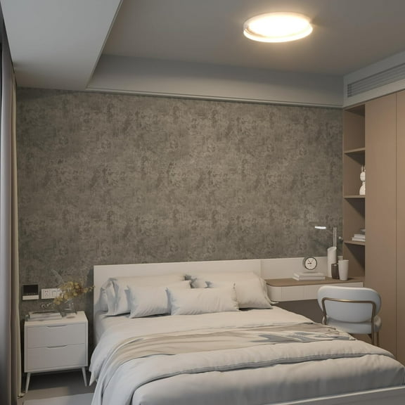 16"×591" Light Brown Grey Concrete Wallpaper Peel and Stick 3D Industrial Cement Contact Paper Vinyl Wrap Matte Textured Self Adhesive Wall Tile Sticker for Walls Kitchen Countertops Bedroom Bathroom