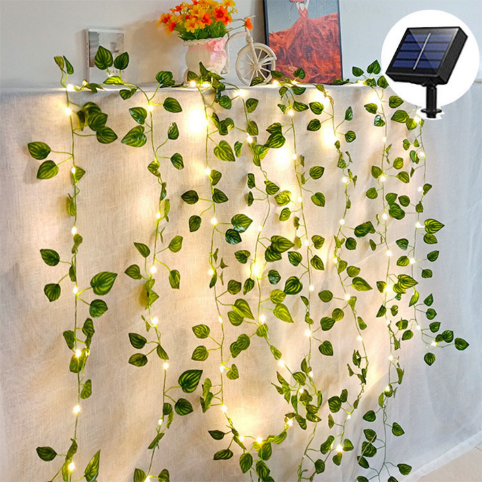 16.5Ft Fake Vines with Lights, Ivy Garland Fake Leaves with 50 LED
