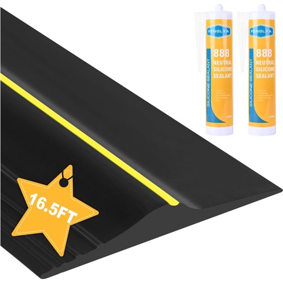 16.5Ft Weather Stripping Universal Garage Door Threshold Seal Strip, Garage Door Bottom Seal DIY Replacement with 20oz Glue Gel