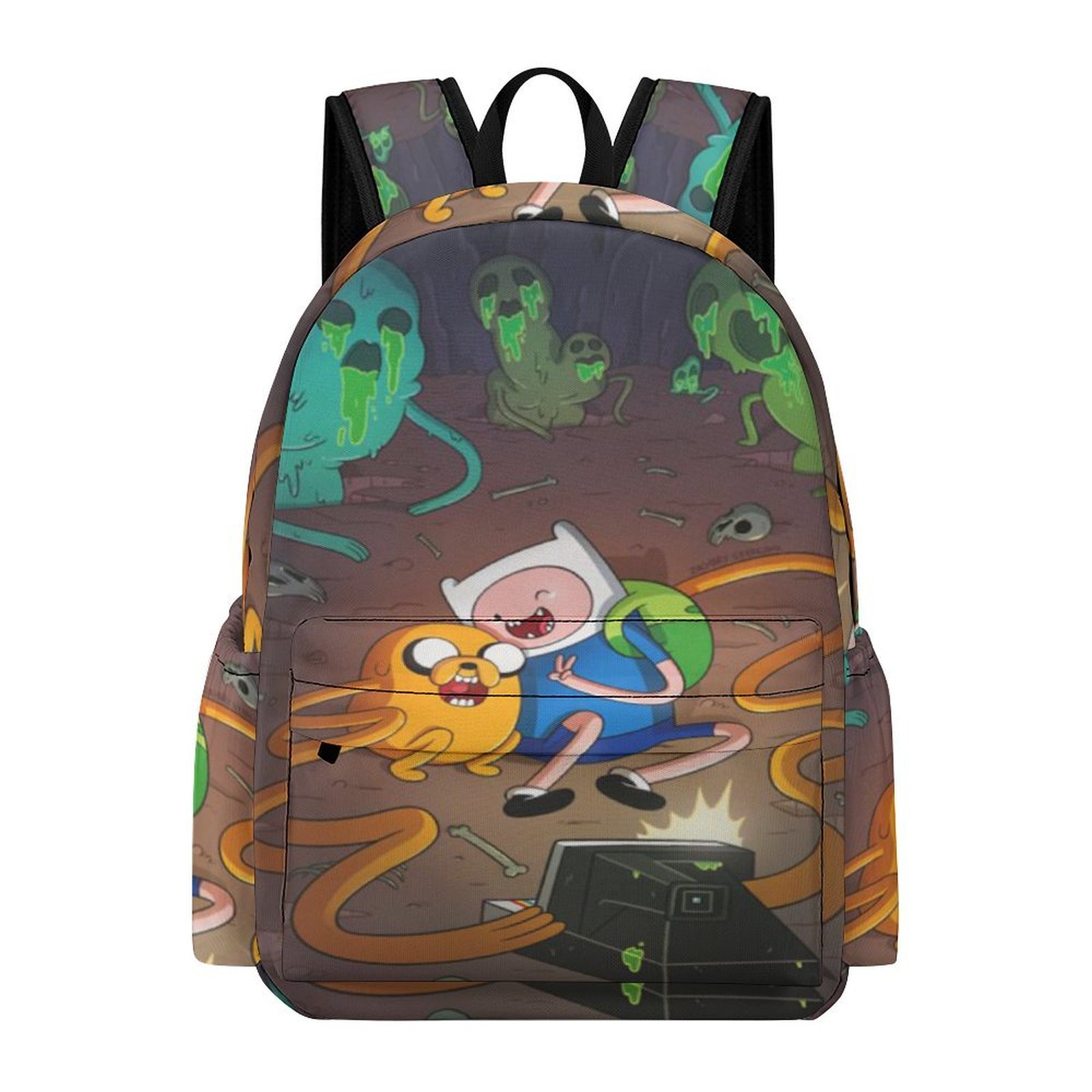 16.5In Adventure Cartoon Time Backpack Front Pocket Cute Knapsack ...