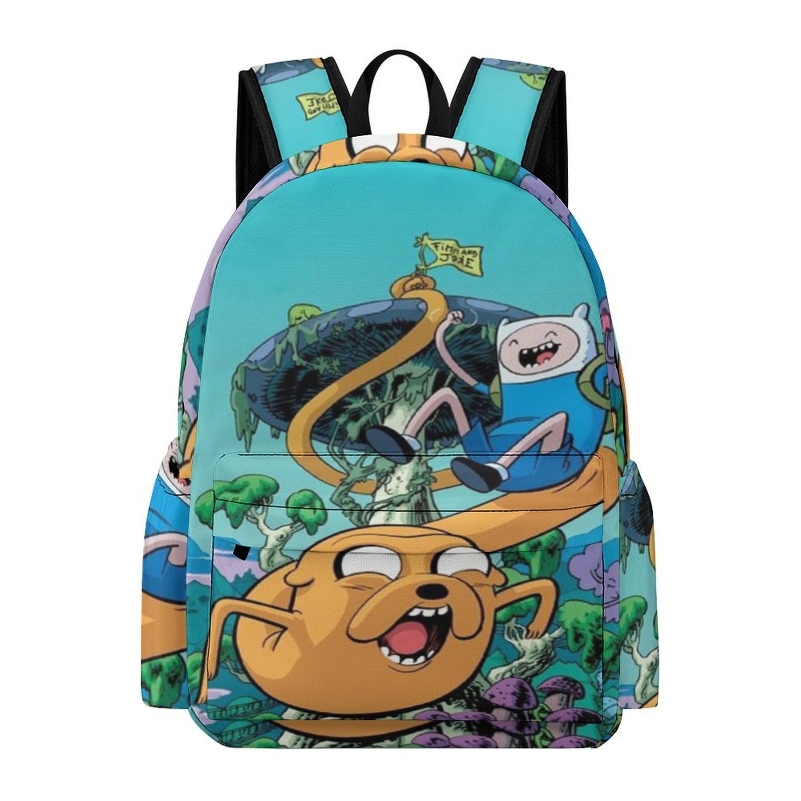 16.5In Adventure Cartoon Time Backpack Front Pocket Cute Knapsack ...
