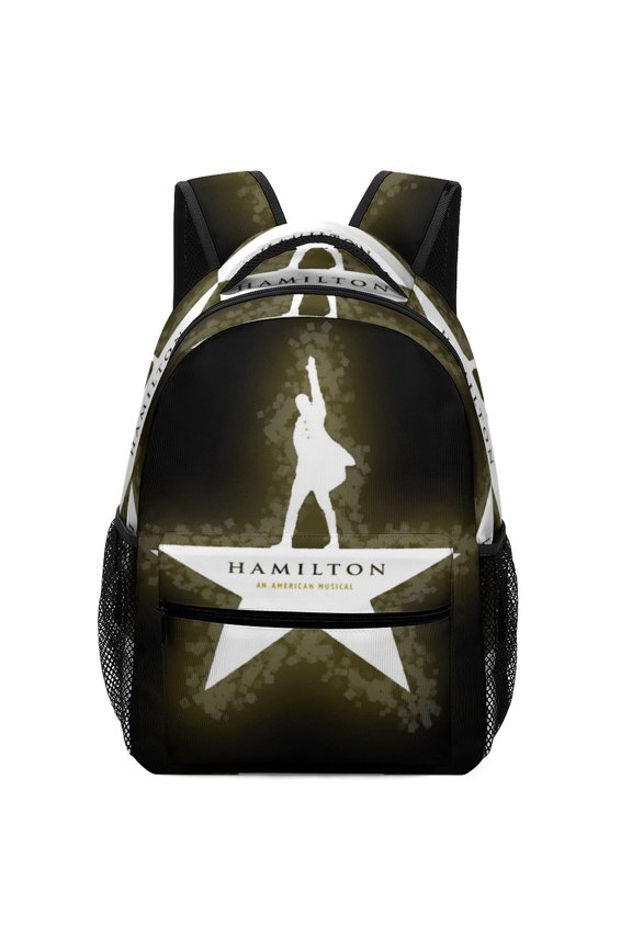 16.5In Hamil-,ton Star Music0l Backpack with Front Pocket Cartoon Backpacks Travel Laptop Daypack Bags For Men Women