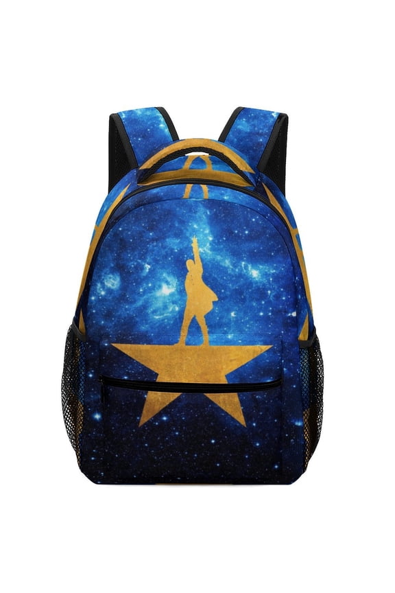 16.5In Hamil-,ton Star Music0l Backpack with Front Pocket Cartoon Backpacks Travel Laptop Daypack Bags For Men Women