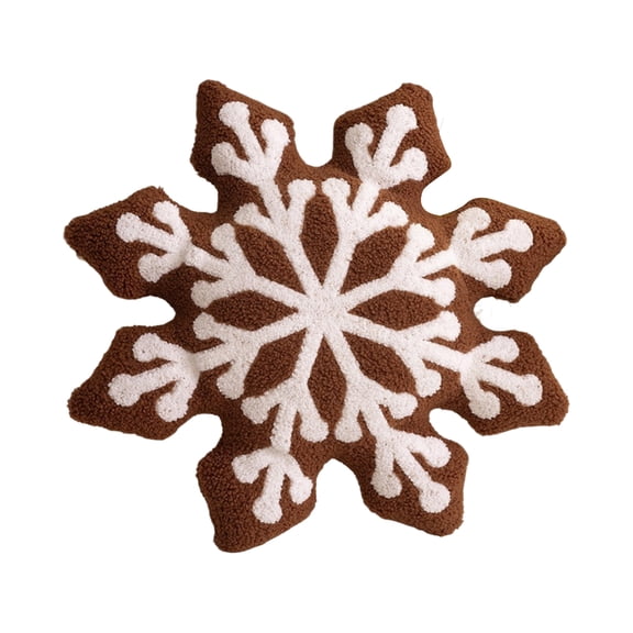 16.5Inch Christmas Gingerbread Snowflake Pillows, Christmas Decoration Winter Throw Pillows Soft 3D Shaped Ginger Bread Snow Flake Throw Cushion for Sofa Bedroom Christmas Decorations