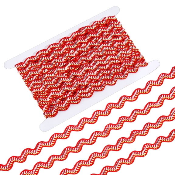 16.5Yards Wave Polyester Ribbon Clothes Accessories with 1Pc Cardboard Display Card Red 1/2 inch(13mm) diy